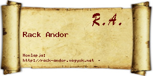 Rack Andor névjegykártya
